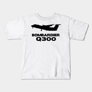 Bombardier Q300 Silhouette Print (Black) Kids T-Shirt